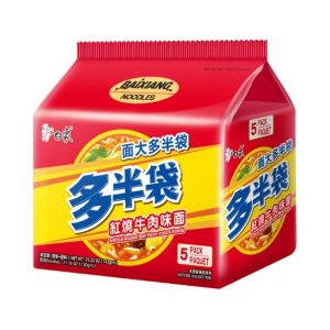 白象多半袋红烧牛肉味方便面5连包600g